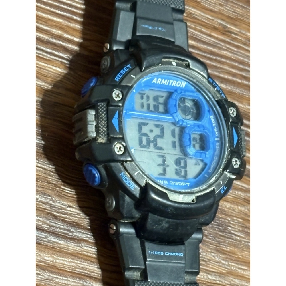 Armitron Pro Sport 40/8309 Dual Time Quartz Digital Men's Watch New Battery Blue - Picture 2 of 9